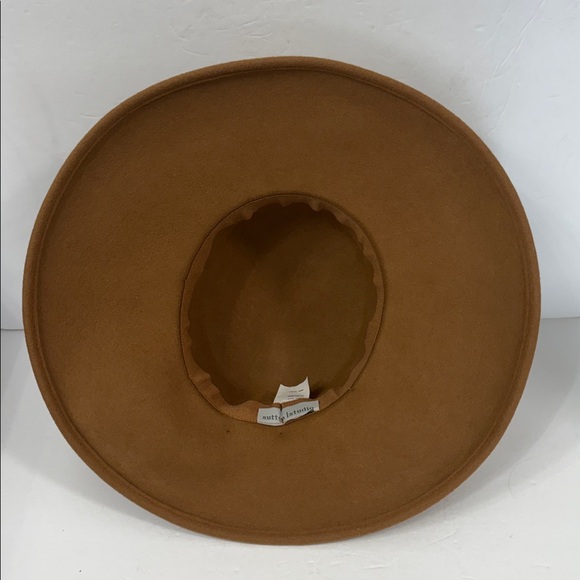 SUTTON STUDIO 100% Wool Felt Cloche Brown Hat Beige Bow Accent Made In Italy - Picture 4 of 6